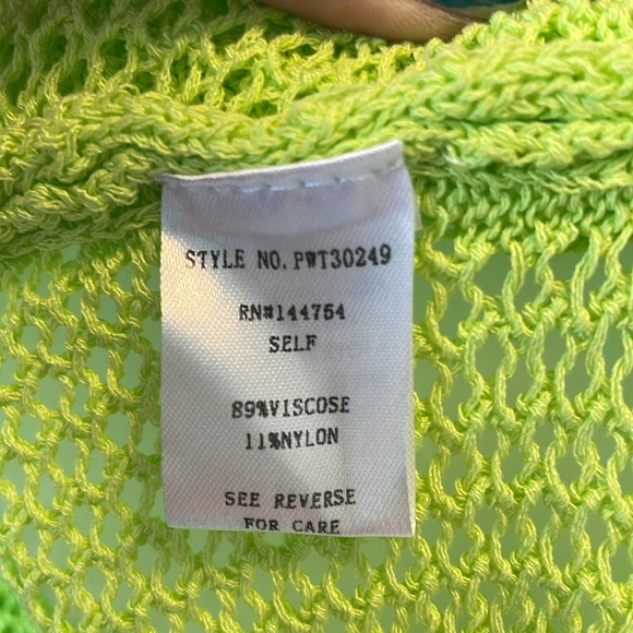 DAVI & DANI 3/4 SLEEVES CREW NECK OPEN WEAVE KNIT SWEATER NEON GREEN SIZE 2XL - Picture 10 of 11